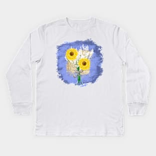 Bookish Sunflowers with Baby's Breath Kids Long Sleeve T-Shirt